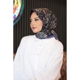 Afvente Orkide Desen Mor Soft Pamuk Eşarp - 95 x 95 cm