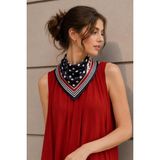 Afvente Puantiye Çerçeve Desen Siyah-Kırmızı Soft Bandana Fular 50X50 cm - Siyah - Kırımızı
