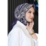 AFVENTE Şahmeran Desen Lila Soft Pamuk Eşarp