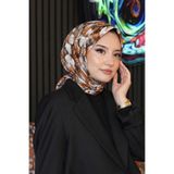 AFVENTE Soyut Gül Desen Yavruağzı Soft Pamuk Eşarp