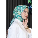 Afvente Soyut Yaprak Desen Mint Pamuk Eşarp - 95 x 95 cm