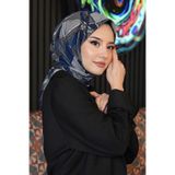 AFVENTE Soyut Yaprak Desen Yeşil Pamuk Eşarp