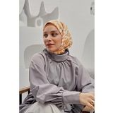 Afvente Yaprak Desen SArı Soft Pamuk Eşarp