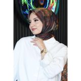 AFVENTE Zebra Desen Kahverengi Soft Pamuk Eşarp