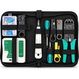 Ağ Alet Seti, Kablo Test Cihazı ile RJ45 Sıkma Aleti Seti, Punch Down Aleti, Tel Soyucular, Cat5 CAT5E Cat6 Ethernet Kablosu Onarımı Için 10 RJ45 Konn - Standart - Çok Renkli