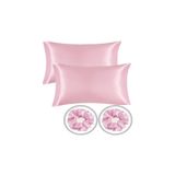 AG ATÖLYE Ipek Saten 50x70 Cm Yastık Kılıfı 2 Adet Pembe 2 Toka