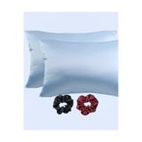 AG ATÖLYE Ipeksi Saten 50x70 Cm Yastık Kılıfı 2 Adet Kıvırcık Saçlar MAVİ 2 Adet hediye Toka