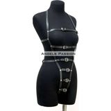Ağ Bölgesi Açık Deri Body Harness Deri Fantezi Giyim