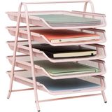 Ağ Koleksiyonu Kağıt Rafı, 5 Katlı, Dosya Saklama, Çalışma Masası Düzenleyici, Metal Örgü, Metal, Pembe, 5 Katlı - Çok Renkli - Standart - Genel