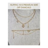 AG LUNERA XUPING 14K Premium Seri (XP Damgalı) İkili Katmanlı Kalp Çelik Takı Seti – Kolye & Bileklik