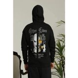 Ag Shoppings Erkek Sırt Baskılı Oversize Üç Iplik Kapüşonlu Sweatshirt - Siyah