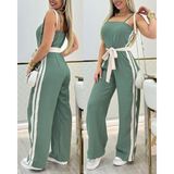 Ag Shoppings Kadın Ip Askılı Straplez Belden Kuşaklı Viskon Iki Iplik Tulum - Yeşil - 2XL - 3XL