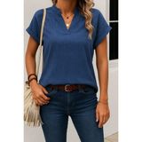 Ag Shoppings Kadın Kısa Kollu Hakim Yaka Sofya Bluz - 2XL - 3XL - Lacivert