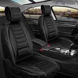 AG Store Audi A1 Serisi Uyumlu Yarı Deri Oto Koltuk Kılıfı Ön/arka Set (Roma Seri) Siyah