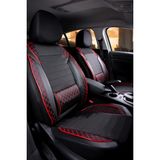 AG Store Ford Fiesta Eski Uyumlu Yarı Deri Oto Koltuk Kılıfı Ön/arka 5 Li Set Atlas Siyah-Kırmızı - Siyah - Kırmızı