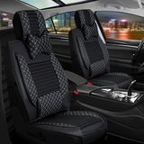 AG Store geely Familia Uyumlu Yarı Deri Oto Koltuk Kılıfı Ön-Arka Set Elite Series Siyah-Beyaz - Siyah - Beyaz