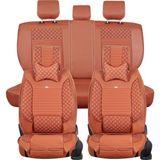 AG Store renault Clio 4 Uyumlu Yarı Deri Oto Koltuk Kılıfı Tam Takım Set (Elite Seri) Tarçın