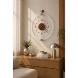 AGA KONSEPT BEYAZ Rosa Ceviz Rakamlı – Çift Çemberli (Büyük Boy 50 * 65 CM) Lüks Dekoratif Metal Duvar Saati