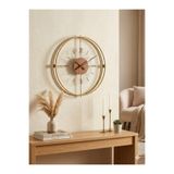 AGA KONSEPT GOLD Ceviz Deluxe Şeffaf Nano (Büyük Boy 50 x 50 cm) Iskandinav Modern Dekoratif Metal Duvar Saati