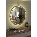 AGA KONSEPT La Gold Ayna Kablosuz Led'li 50 x 61 cm, 61 x 71 cm ve 76 x 86 cm Metal Dekoratif Duvar Makyaj Dresuar Ayna