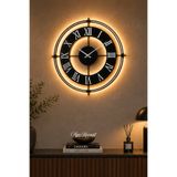 AGA KONSEPT LED ışıklı SİYAH ASYA İskandinav (Büyük Boy 50 x 50 cm) Modern Dekoratif Metal Duvar Saati