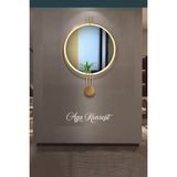 AGA KONSEPT Led Li Amedi Ayna Gold Rengi Xl 60x85 Cm Dekoratif Hol Koridor Duvar Salon Makyaj Aynası