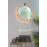 AGA KONSEPT LED li GOLD Simirna Ayna Orta Boy 50 cm Dekoratif Duvar Salon Mutfak Banyo Wc Ofis Makyaj Aynası