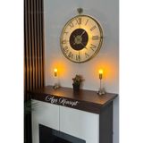 AGA KONSEPT Led Li Golden Eyes La Clock Roma Rakamlı (BÜYÜK BOY 50*60 cm) Modern Dekoratif Metal Duvar Saati