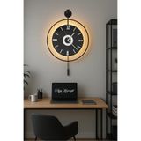 AGA KONSEPT Led'li Orjin 24 (Orta Boy 40 x 60 cm), Modern Dekoratif Sarkaçlı Metal Duvar Saati