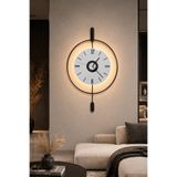 AGA KONSEPT Led'li SİYAH İNCİ 24 (Büyük Boy 50 X 75 Cm), Modern Dekoratif Sarkaçlı Metal Duvar Saati