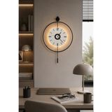 AGA KONSEPT Led'li SİYAH Orjin 24 (Orta Boy 40 x 60 cm), Modern Dekoratif Sarkaçlı Metal Duvar Saati