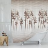 Ağaç Desen Banyo Perdesi, Kahverengi Duş Perdesi-Banyo Dekorasyon Perdesi-Lüx Küvet Perdesi