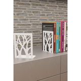 Ağaç Desenli Beyaz Metal Kitap Tutucu, Metal Kitap Desteği, (Ikili Set) MK8B - Standart