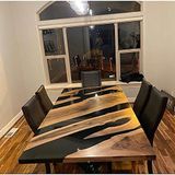 Ağaç Epoksi Masa Epoksi Yemek Masası Siyah Masa