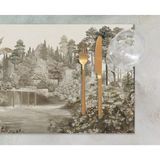 Ağaç Manzaralı Kumaş Amerikan Servis 4lü Set 35X50CM Keten Kumaş Ulusl.yıkama ve Solmama Sertifikası - 35 x 50 cm - Çok Renkli