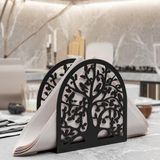 Ağaç ve Kuş Restoran, Mutfak, Cafe Metal Peçetelik, Kağıt Peçete, Kumaş Peçete Mendil Tutucu, Siyah Sofra Yemek Peçetelik - Çok Renkli