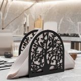 Ağaç Ve Kuş Restoran, Mutfak, Cafe Metal Peçetelik, Kağıt Peçete, Kumaş Peçete Mendil Tutucu, Siyah Sofra Yemek Peçetelik