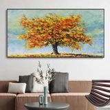 Ağaç Yağlı Boya Dokulu Tablo 75X100 Siyah Çerçeveli
