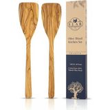 Ağacı Spatula 2'li Set – Ince ve Hafif – Omlet, Krep, Krep ve Hafif Tavada Kızartmak Için M