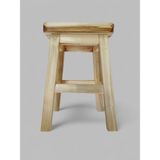 Ağaçkakan Ahşap Tabure, Ağaç, Masif, Cilalı, Kare, Yan Sehpa, Dekoratif Stant, 30CMX30CMX43CM - Natural