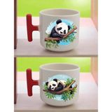 Ağaçta Panda Bakılı Latte Kupası - Karne Hediyeleri, Kişiye Özel Hediye - Bej