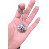 Agai Silver Ayyıldız Model Yakut Taşlı İsimli Telkari El Işçiliği Gümüş Anahtarlık,Gri