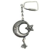 Agai Silver Midyat Telkari El Işçiliği Ayyıldız Ve Tuğra Gümüş Oksitli Anahtarlık,