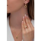 AgaKulche S60GK 925 12.2 gr Gold Damla Model Gümüş Takı Seti