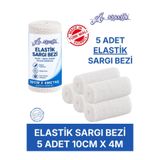 Ağaoğlu 5 Adet Elastik Sargı Bezi 10cm x 4m (Gerildiğinde) – Tek Tek Paketli, Vücuda Uyumlu Esnek Medikal Gazlı Bez