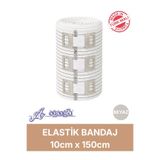 Ağaoğlu Elastik Bandaj 10cm, 4 Klipsli 4,5 Metreye Kadar Uzar, Spor ve Günlük Kullanım (Beyaz)