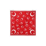 AGAPI Ay Yıldız Desenli Kırmızı Saten Fular 50x50 cm – İpeksi Yumuşak Şık Kare Fular