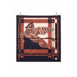 AGAPI Pegasus Desenli Saten Fular 50x50 cm – Lacivert Taba Şık Kadın Fuları