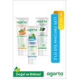 Agarta 3'Lü Set Doğal Florürsüz Misvak Aktif Nane Diş Macunu