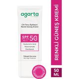 Agarta SPF 50 renkli kapatıcı etkili güneş kremi 50 ml – yüksek koruma sağlar, cilde doğal bir görünüm kazandırır